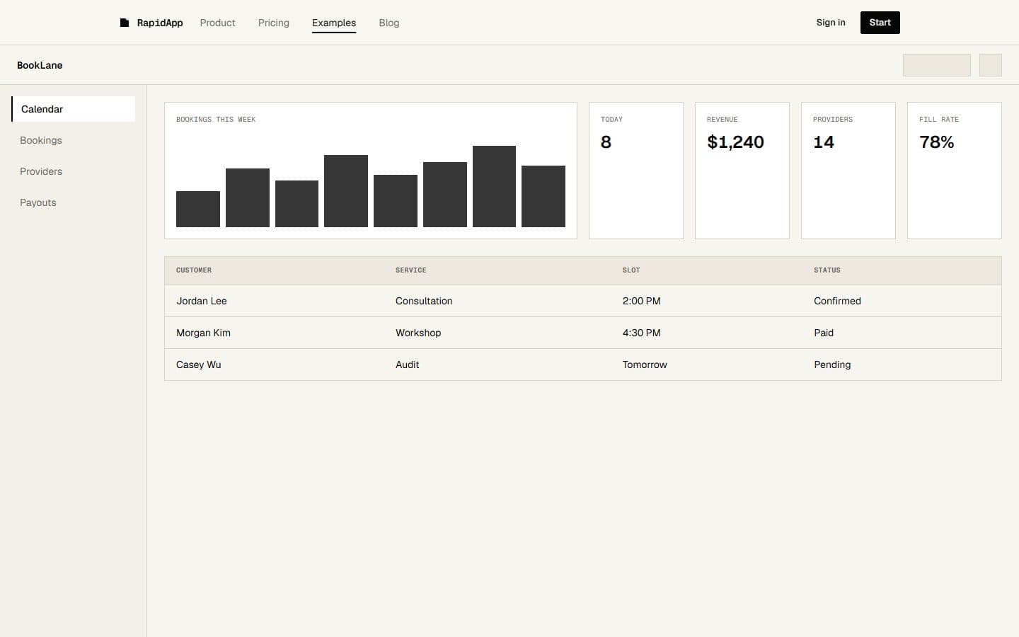 Booking System screenshot