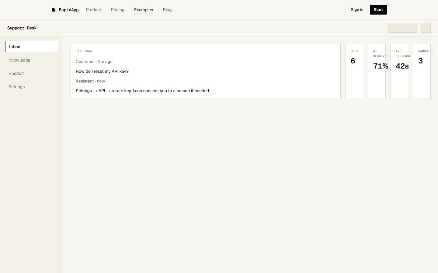 AI Support Chatbot product screenshot