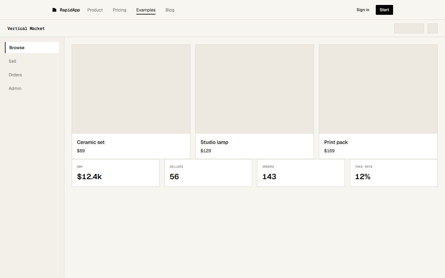 Marketplace Prototype product screenshot